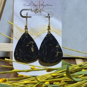 Black and Gold Teardrop Earrings